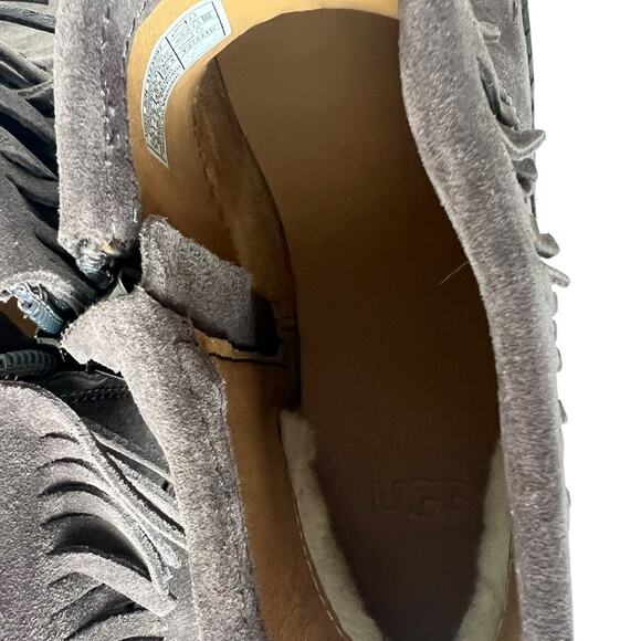 UGG Kennadi Suede Fringe Ankle Boots In Thunder Cloud Size 9.5 - Picture 8 of 12